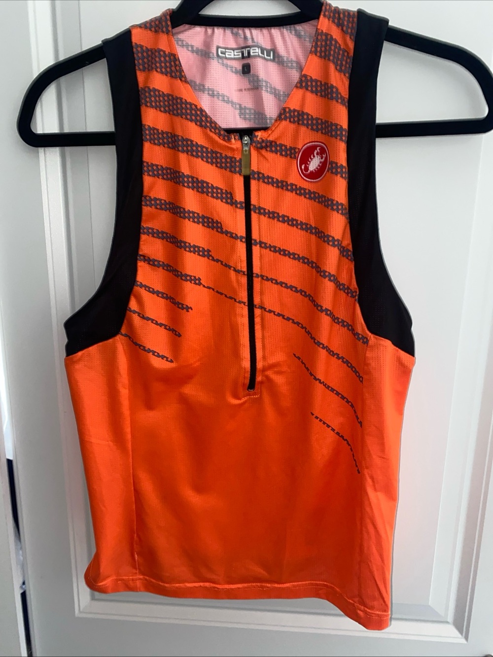 Castelli‎ Free Tri Top Sleeveless Jersey  Youth Large Orange Cycling Bike